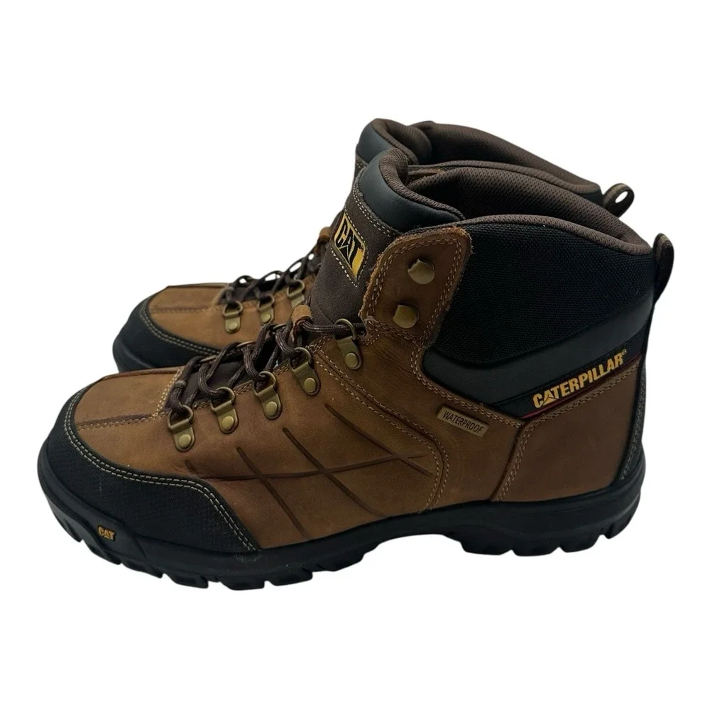 Caterpillar Threshold Work Boots Mens Sz 13 M Brown Waterproof Steel Toe‎ P90935